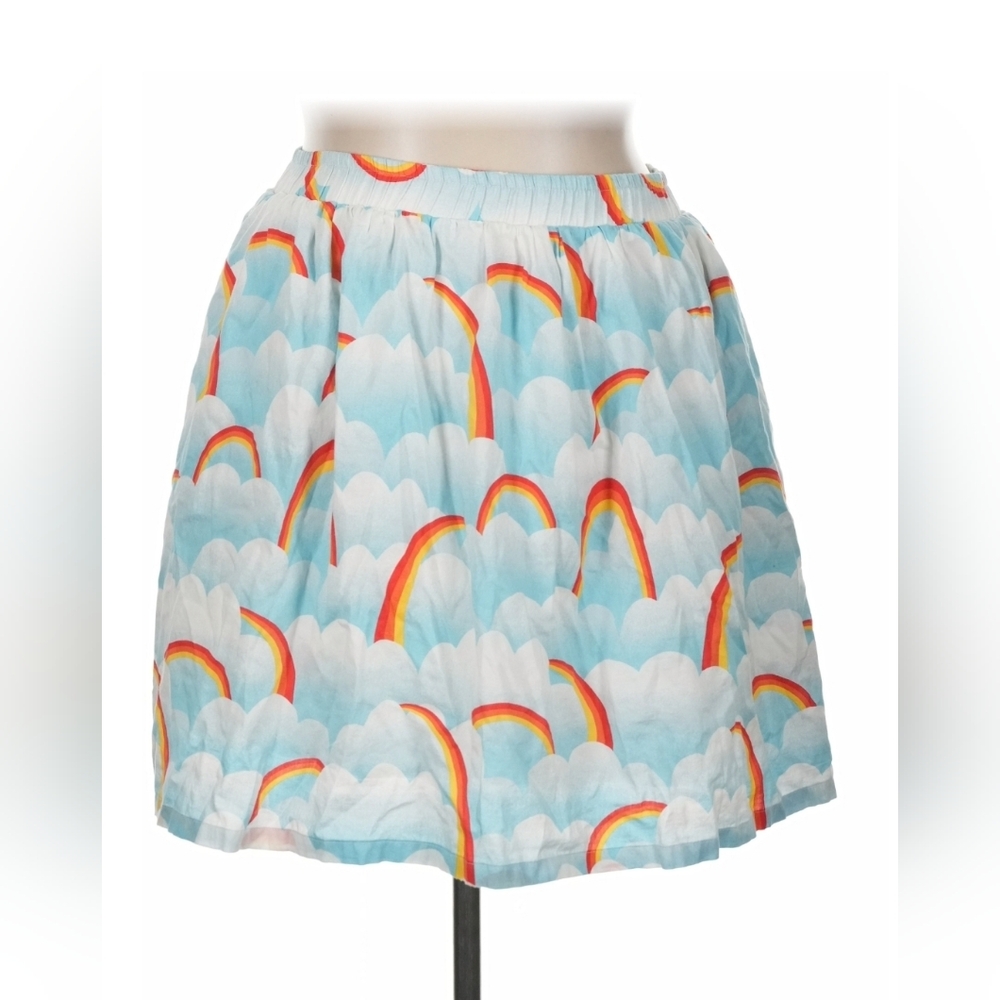 ModCloth On My Wavelength Skater Skirt Rainbow Novelty Print XL